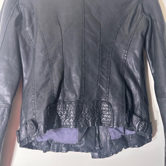 Andrew Marc Lamb skin Leather butterfly lining moto jacket black size XS - Picture 8 of 13